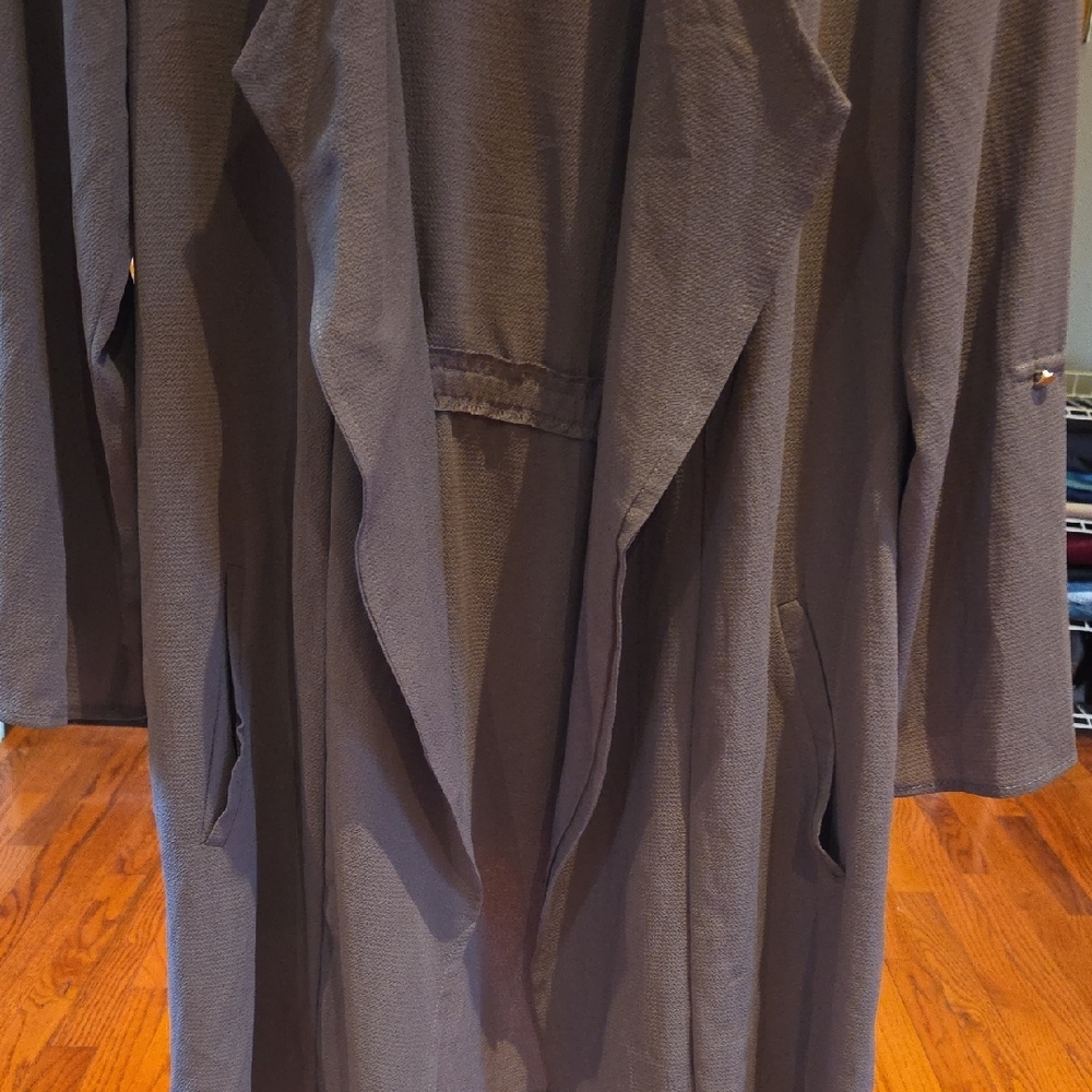 Kismet Open-Front Light/Long Cardigan - Taupe - Picture 3 of 6